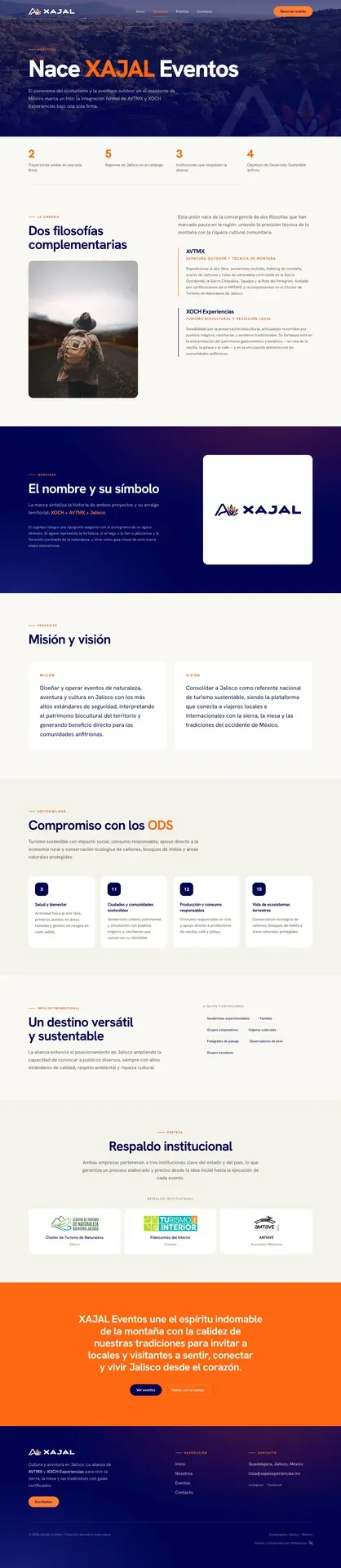 Página de nosotros con las dos filosofías fundadoras, misión y visión, y compromiso con los ODS